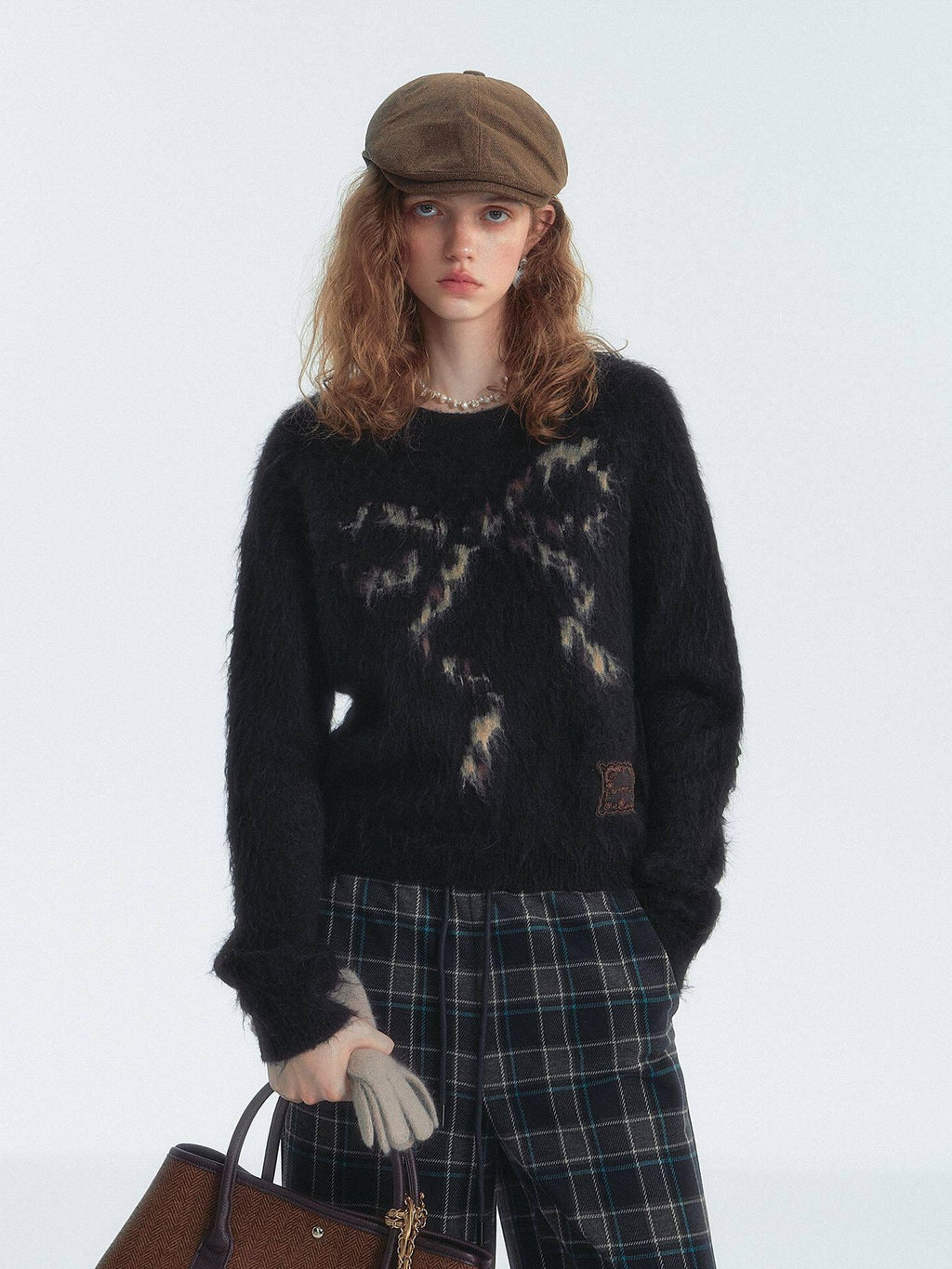 SOMESOWE Floral Knit Pullover Loose Fit Street Style Unisex Knitwear Sweaters