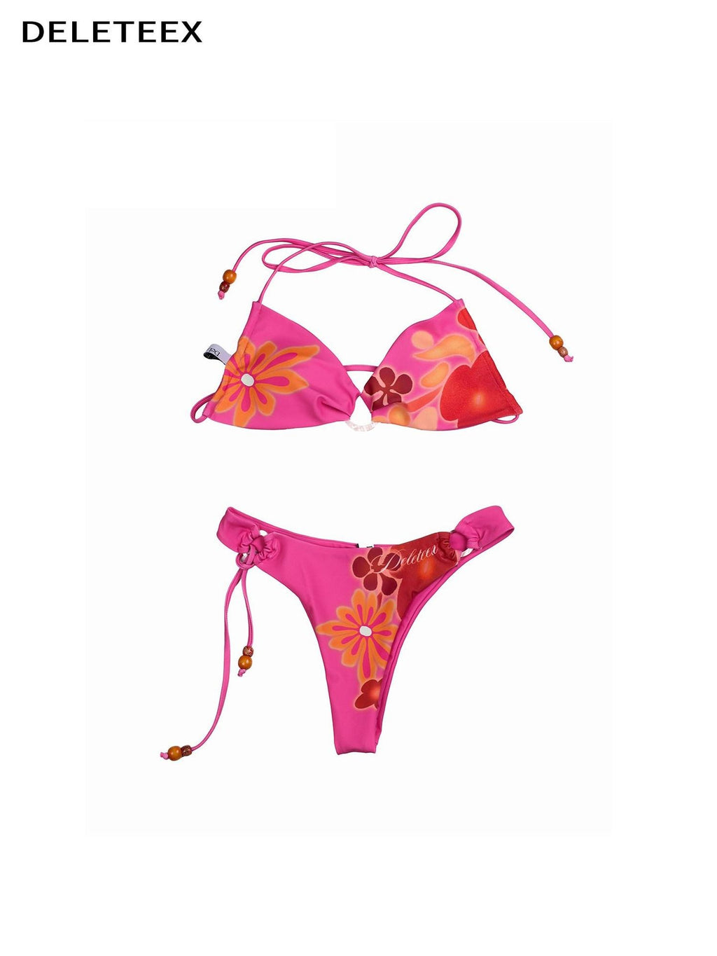 DeleteEx Vibrant Fuchsia Purple Printed Sexy Beach Classic Swimwear Bikinis Bikini Sets