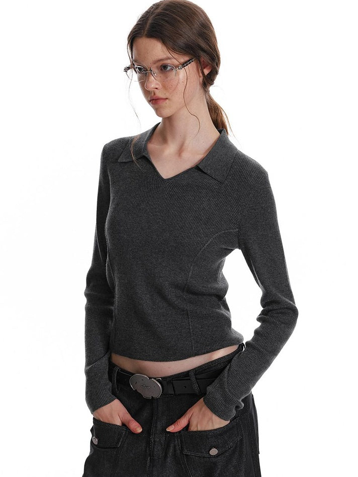 ALINNVSTUDIO Office Casual Two Piece Layered Vest Set Youth Solid Long Sleeve T-Shirts