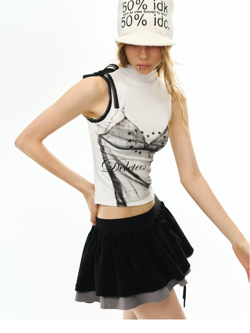 DeleteEx Original Slim Fit Halter Neck Women Cotton Stretch No Padding White Tank Tops