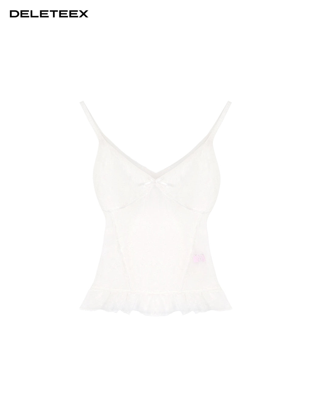 DeleteEx Padded Lace V-neck Slim Girly Layering Strap Women White Camisoles