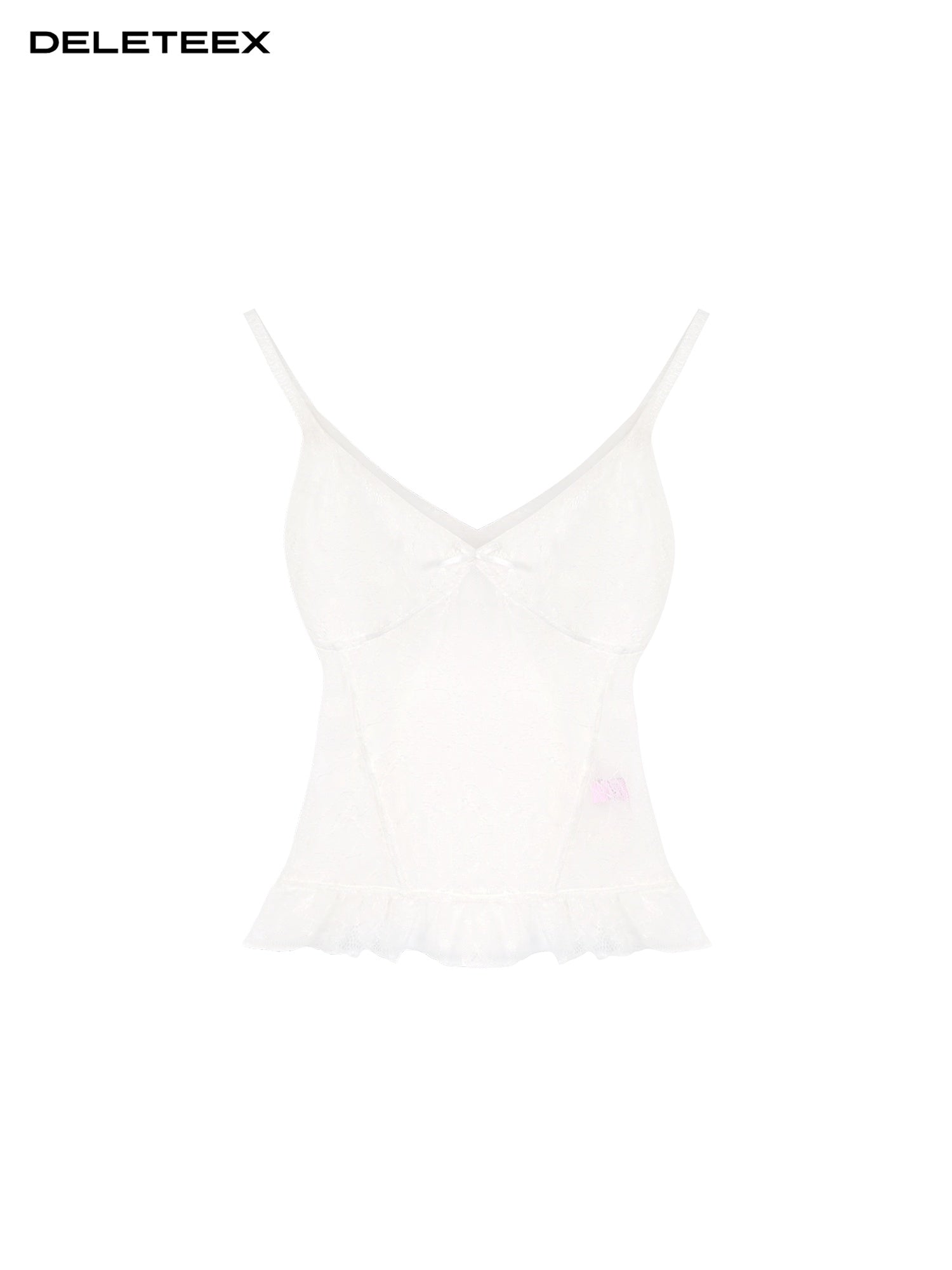 DeleteEx Padded Lace V-neck Slim Girly Layering Strap Women White Camisoles