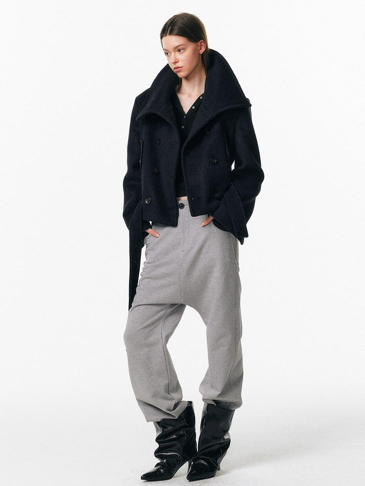 ALINNVSTUDIO Asymmetric Versatile Slight Flare Slim Natural Waist Casual Sweatpants