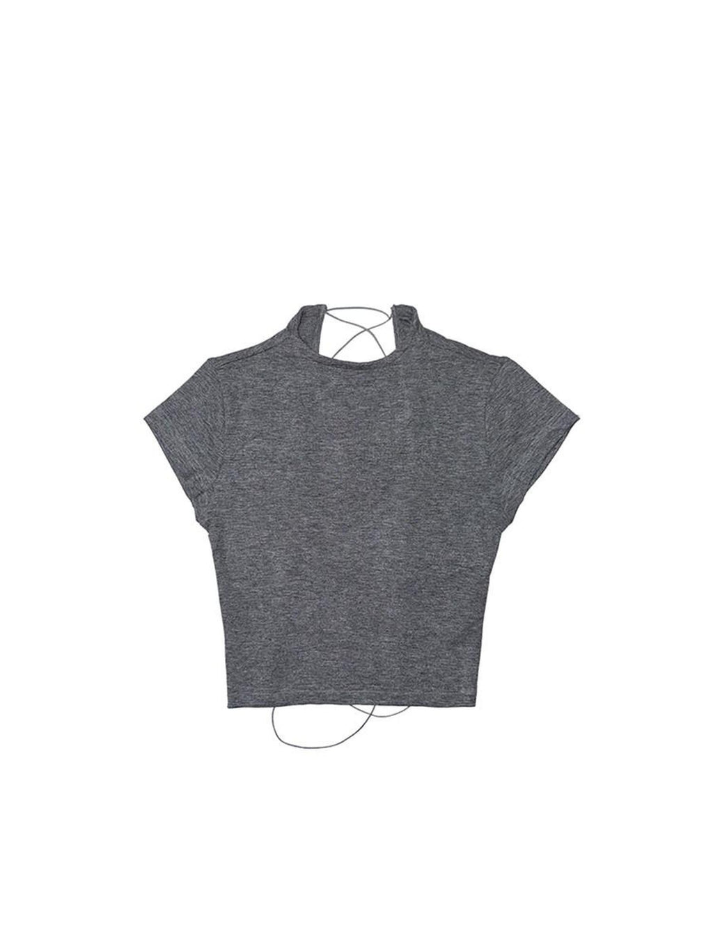 DeleteEx Stretch Slim Fit Edgy Round Neck Short Sleeve Casual T Shirt Basic Crop Tops