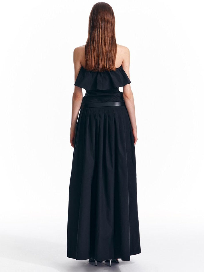 ALINNVSTUDIO Sexy Bandeau Cinched Waist Sleek Black And Grey Women Party Maxi Dresses