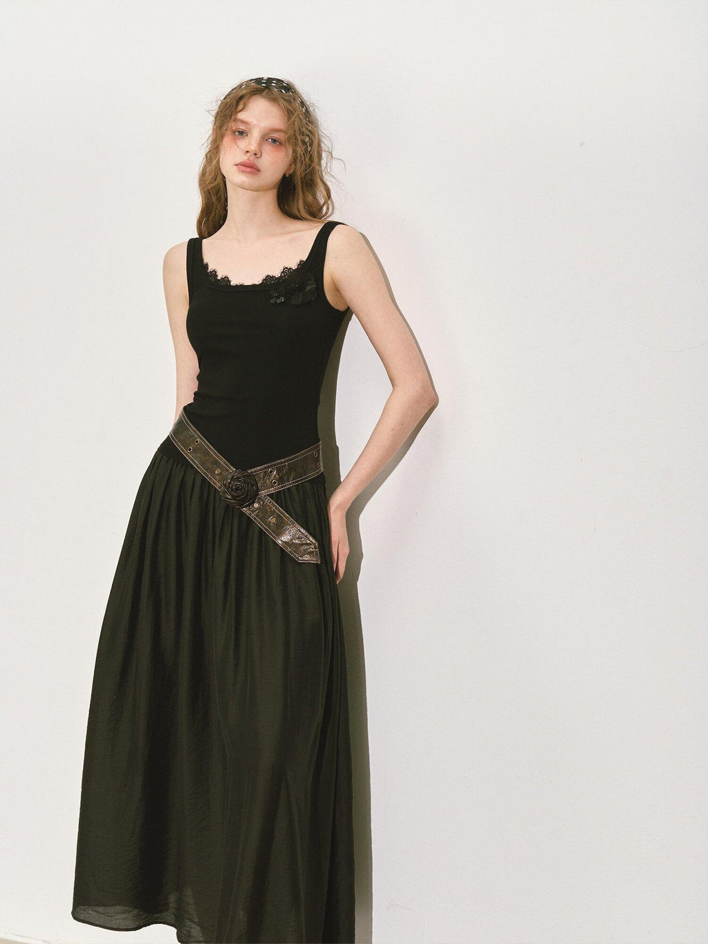SOMESOWE Elegant Cotton Sleeveless U Neck A Line Black Women Work Date Travel Maxi Dresses