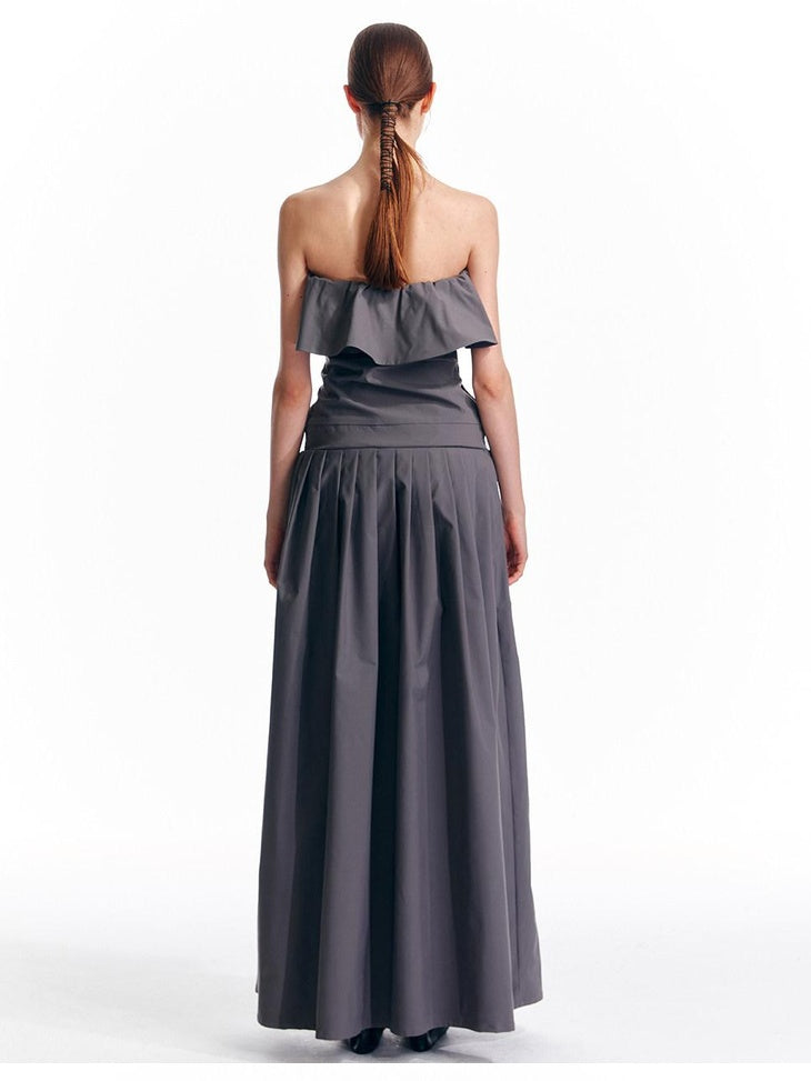 ALINNVSTUDIO Sexy Bandeau Cinched Waist Sleek Black And Grey Women Party Maxi Dresses