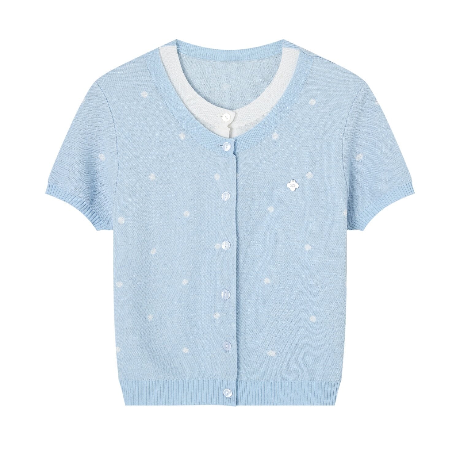 SOMESOWE_Polka_Dot_Knitted_Casual_Short_Sleeve_Two_Piece_Women_T_Shirt_Basic_Crop_Tops_MISSTT
