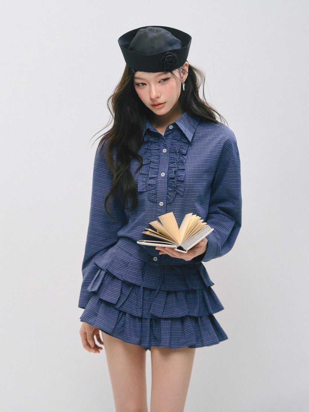 SOMESOWE Sexy Plaid High Waist Ruffle Patchwork Women Two Piece Mini Skirts