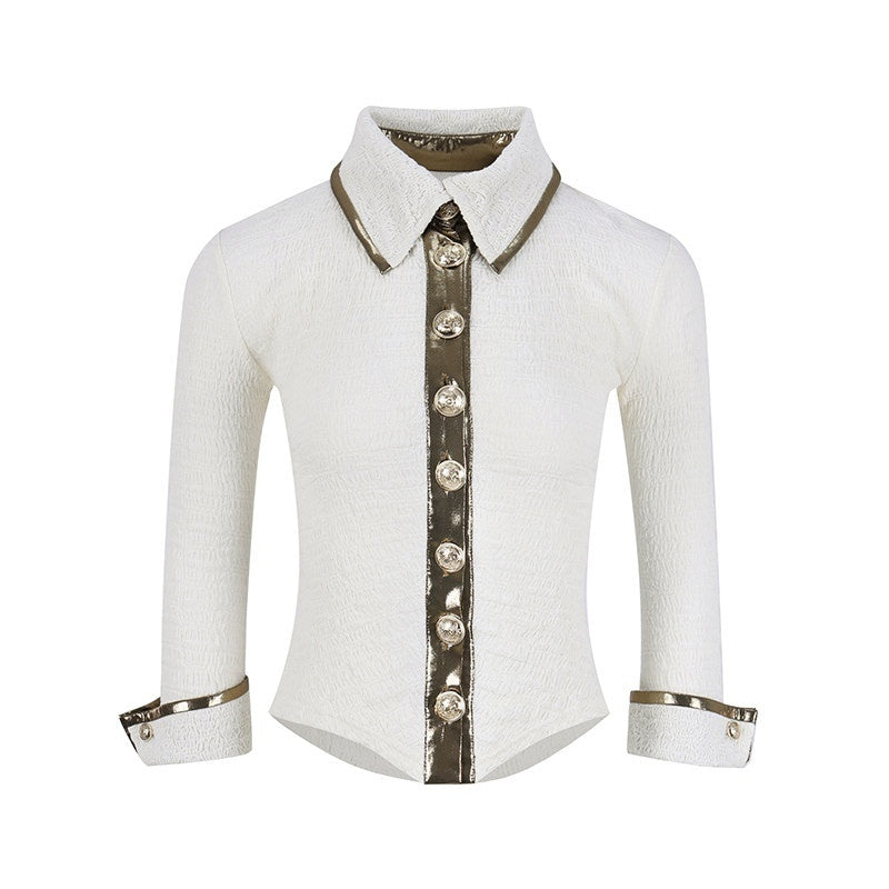 DeleteEx_Stretch_Cotton_Blend_Slim_Polo_Collar_Button_Long_Sleeve_Office_Blouses_MISSTT