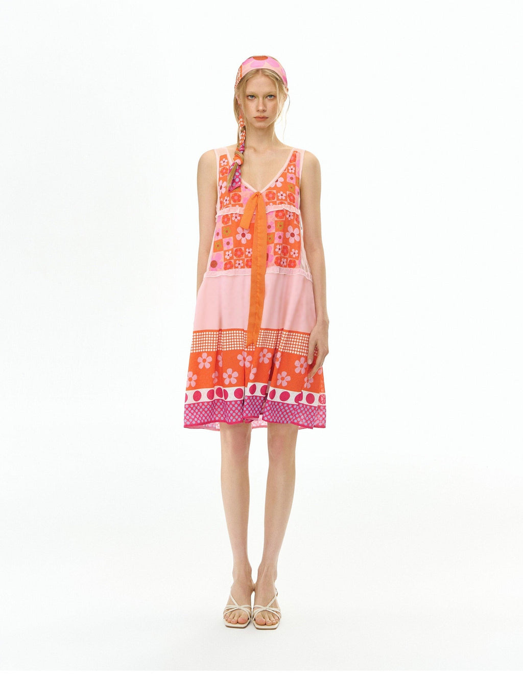 DeleteEx Vibrant Orange Red Floral Print A Line S M L Sizes Women Casual Mini Dresses