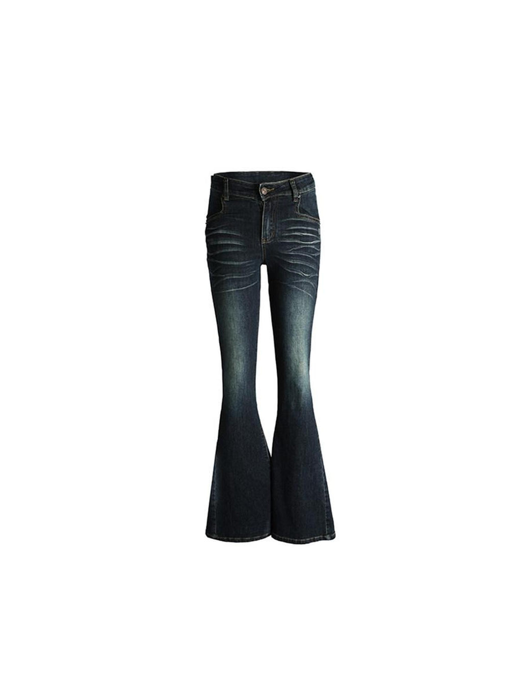 DeleteEx Washed Low Rise Classic Fit Women Dark Blue Non Stretch Flared Jeans