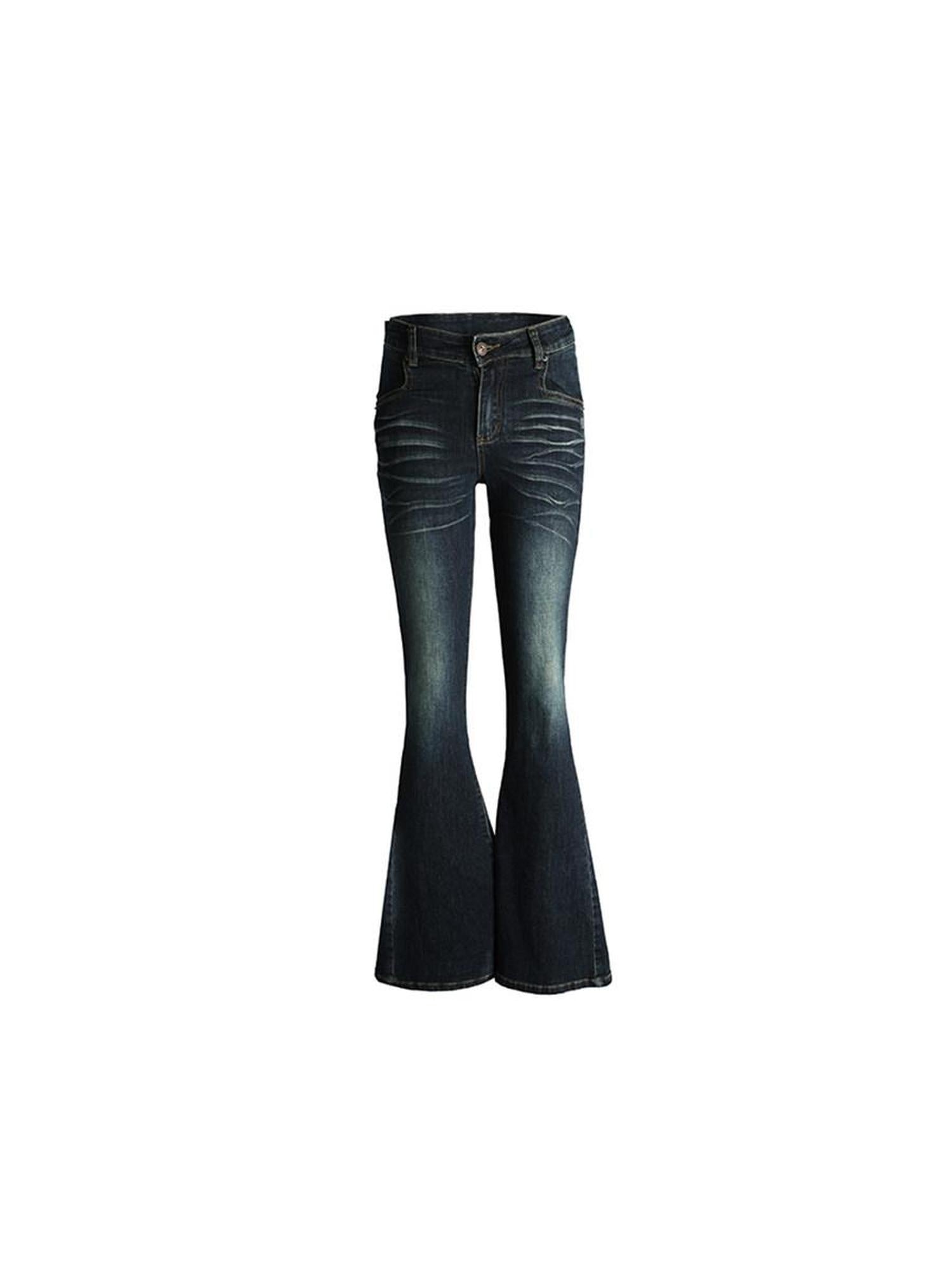 DeleteEx Washed Low Rise Classic Fit Women Dark Blue Non Stretch Flared Jeans