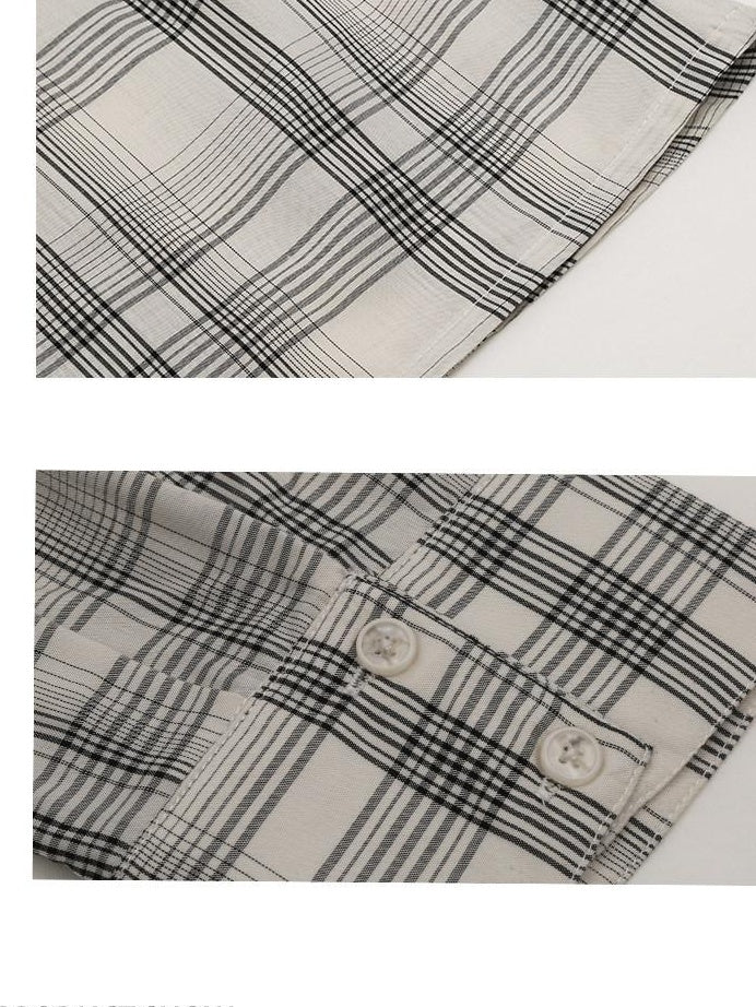 ALINNVSTUDIO Soft Lyocell Cupro Blend Oversized V-neck Button Front Plaid Casual Shirts