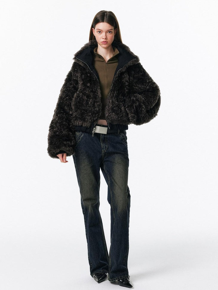 ALINNVSTUDIO Reversible Hooded Warm Cropped Commuter Fit Women Zipper Puffer Jackets
