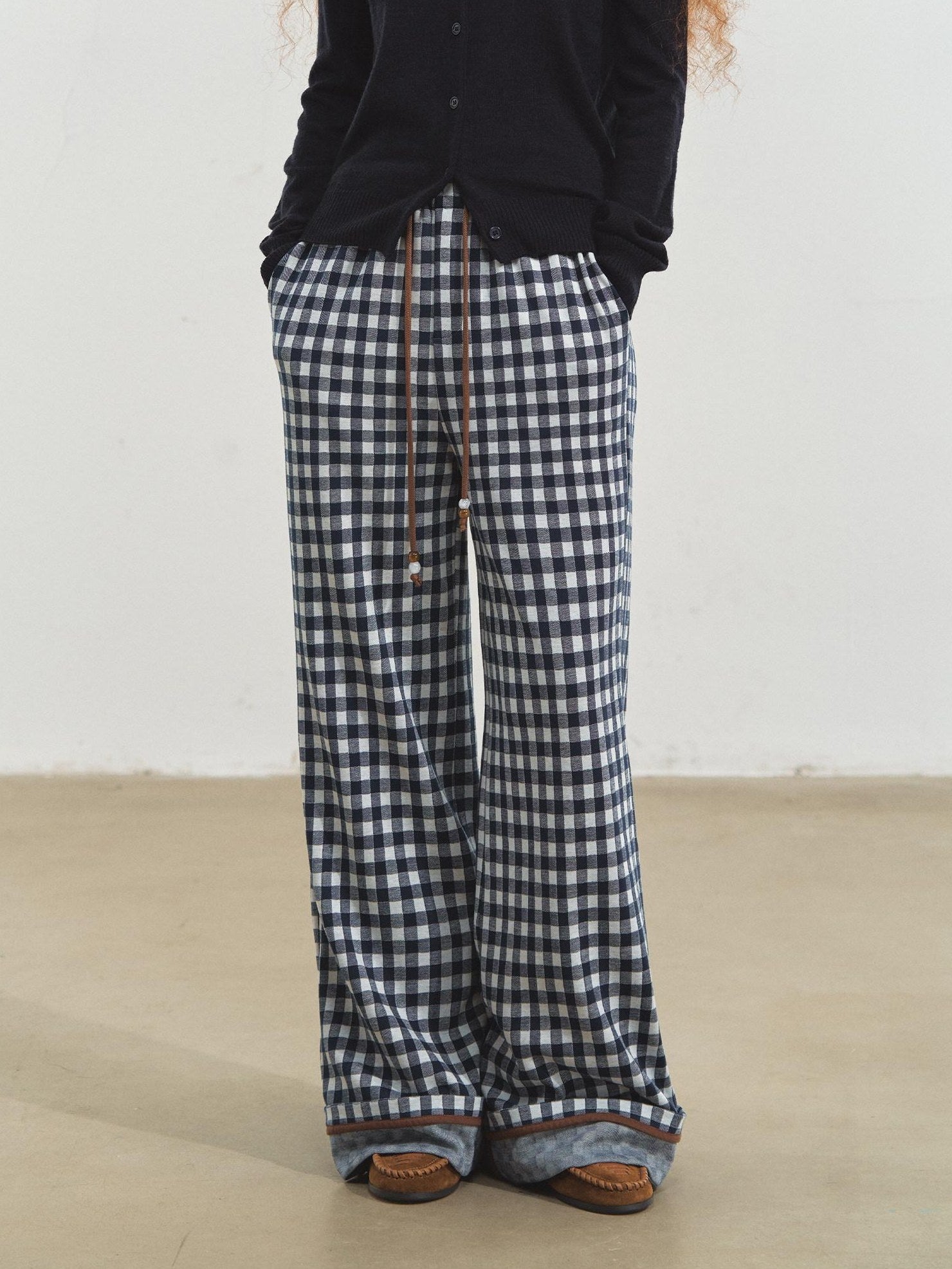 SOMESOWE Stretch Viscose Casual Cuffed Drawstring Natural Waist Unisex Wide Leg Pants