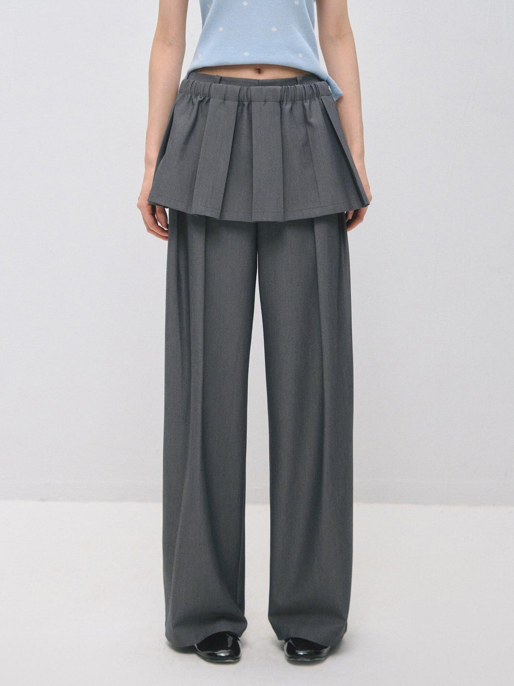 SOMESOWE Plaid Pockets Relaxed Natural Waist Elastic Women Polyester Blend Wide Leg Pants