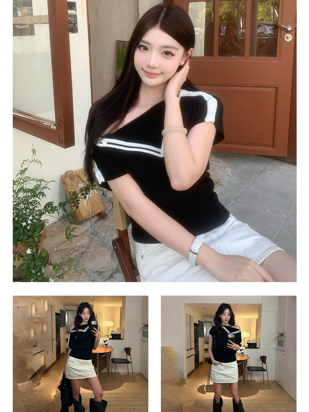 NAWSNOTAWEAR Lyocell Colorblock Collegiate Women Black Short Sleeve T-Shirts