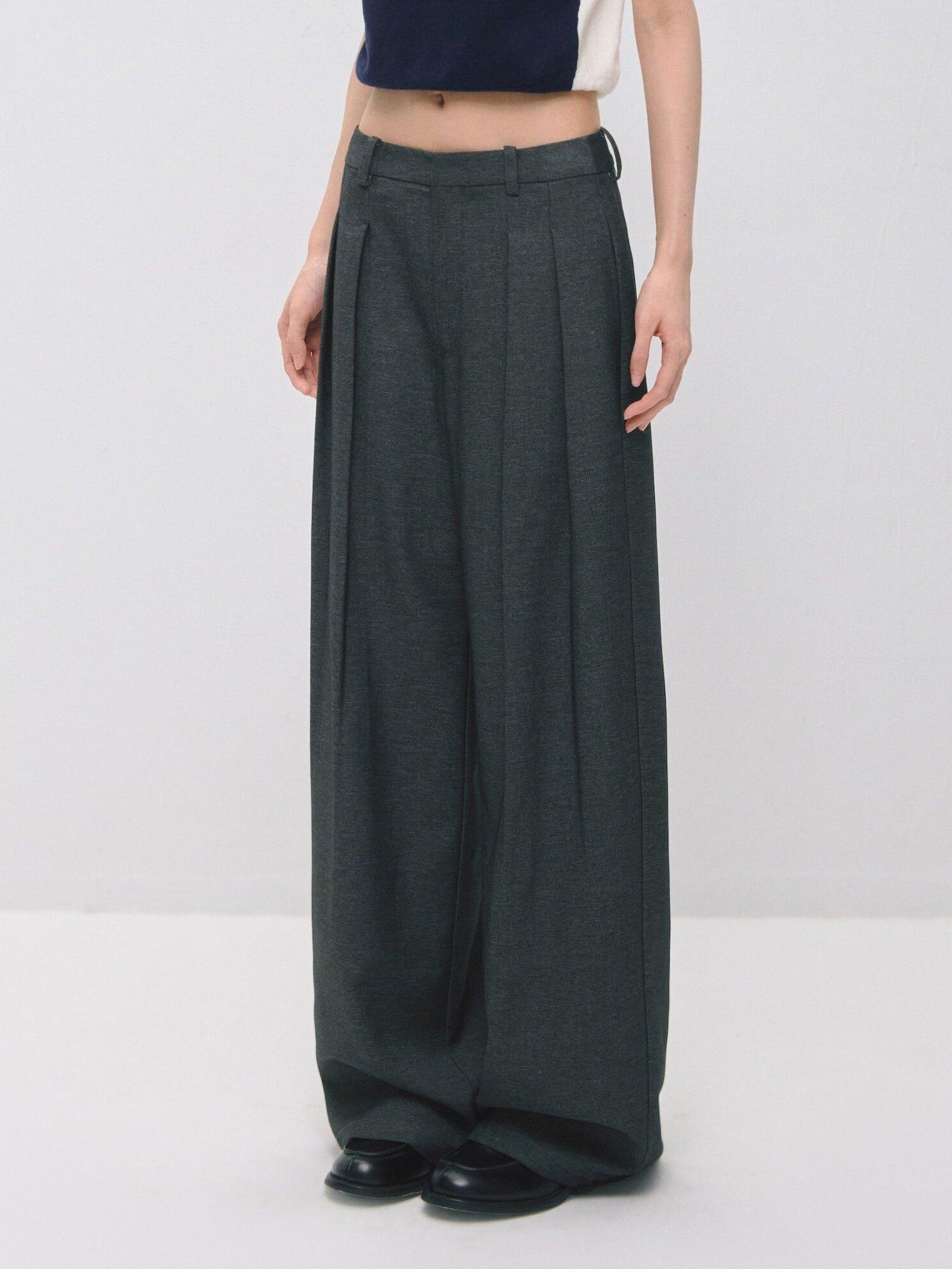 SOMESOWE Plaid Pockets Relaxed Natural Waist Elastic Women Polyester Blend Wide Leg Pants