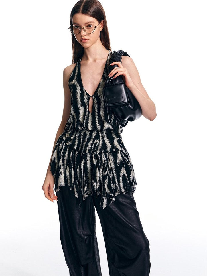ALINNVSTUDIO Original Design Striped Halter Slim Fit Women No Padding Tank Tops