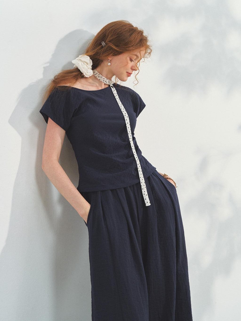 SOMESOWE Soft Cotton Blend Chinese Style Crew Neck Women Long Pants Top & Pants Sets