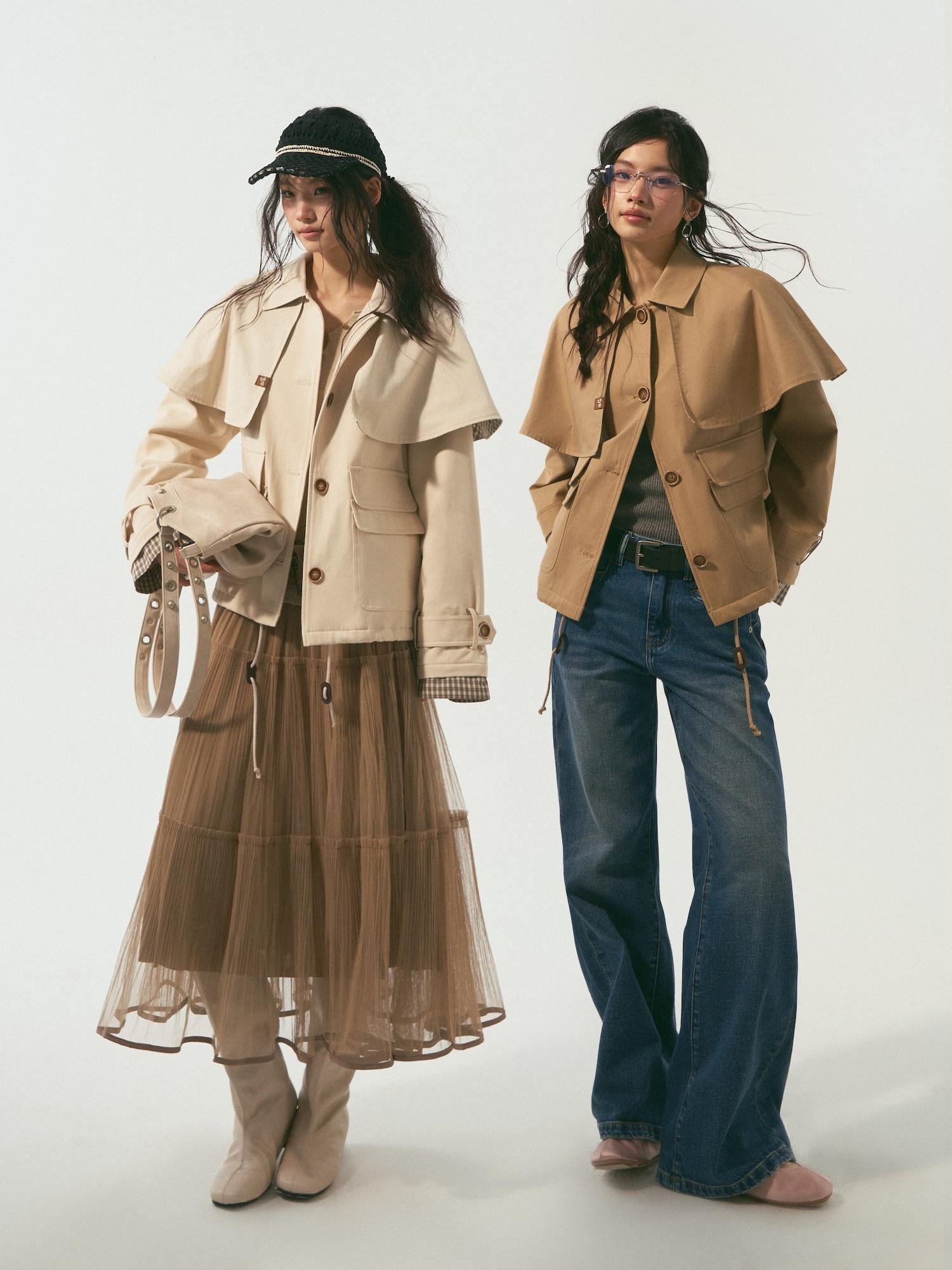 SOMESOWE Cotton Lyocell Lined Loose Casual Shirt Collar Button Trench Coats