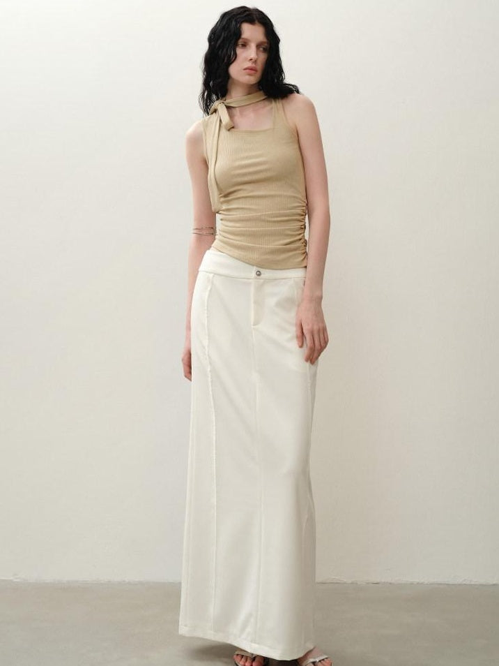 someonesometimes Asymmetric Original Design Slim Fit Viscose Blend Strappy Solid Tank Tops