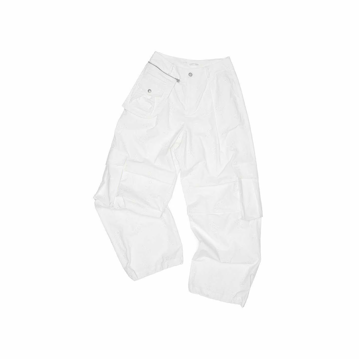 1JINN_STUDIO_Versatile_Minimal_Loose_Flared_Low_Rise_Zip_Fly_Cotton_Jacquard_Cargo_Pants_MISSTT