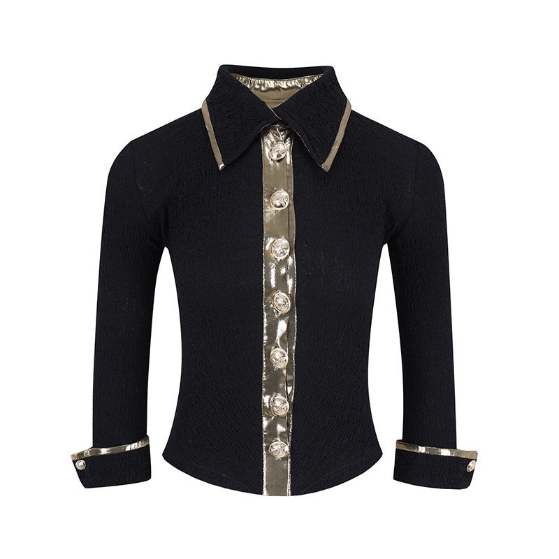 DeleteEx_Stretch_Cotton_Blend_Slim_Polo_Collar_Button_Long_Sleeve_Office_Blouses_MISSTT