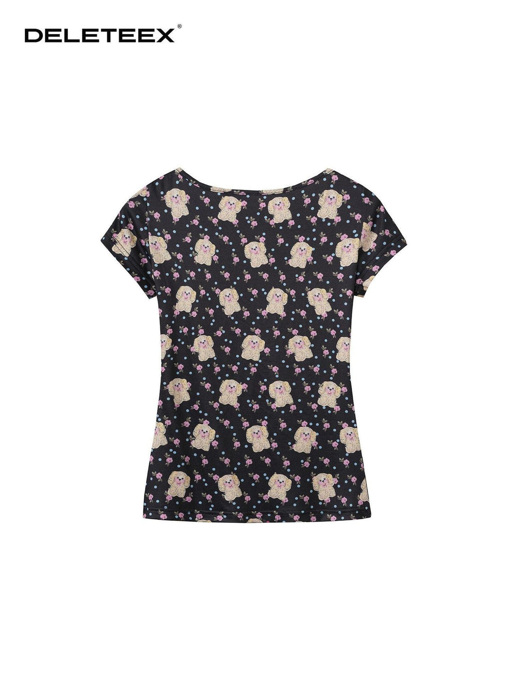 DeleteEx Sexy Printed Loose Fit Crew Neck Women Casual Black White Short Sleeve T-Shirts