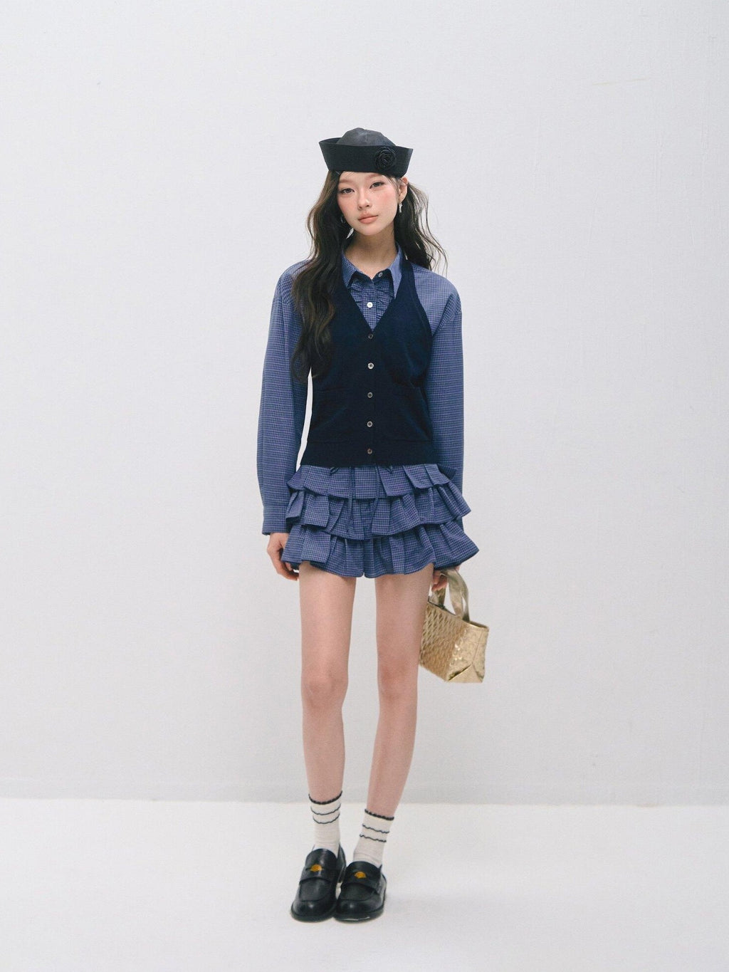SOMESOWE Sexy Plaid High Waist Ruffle Patchwork Women Two Piece Mini Skirts