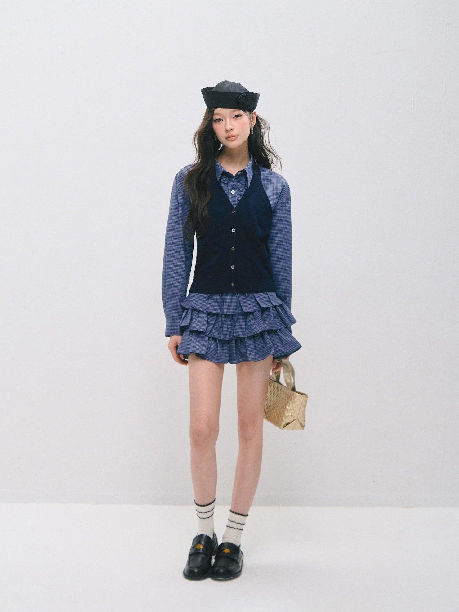 SOMESOWE Sexy Plaid High Waist Ruffle Patchwork Women Two Piece Mini Skirts