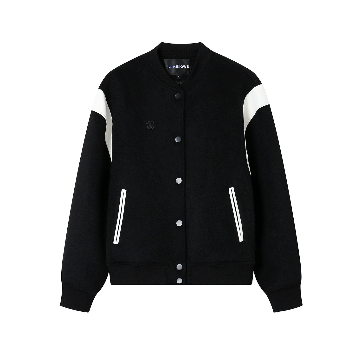 SOMESOWE_Smart_Commuter_Relaxed_Turn_Down_Collar_Button_Solid_Black_Gray_Bomber_Jackets_MISSTT