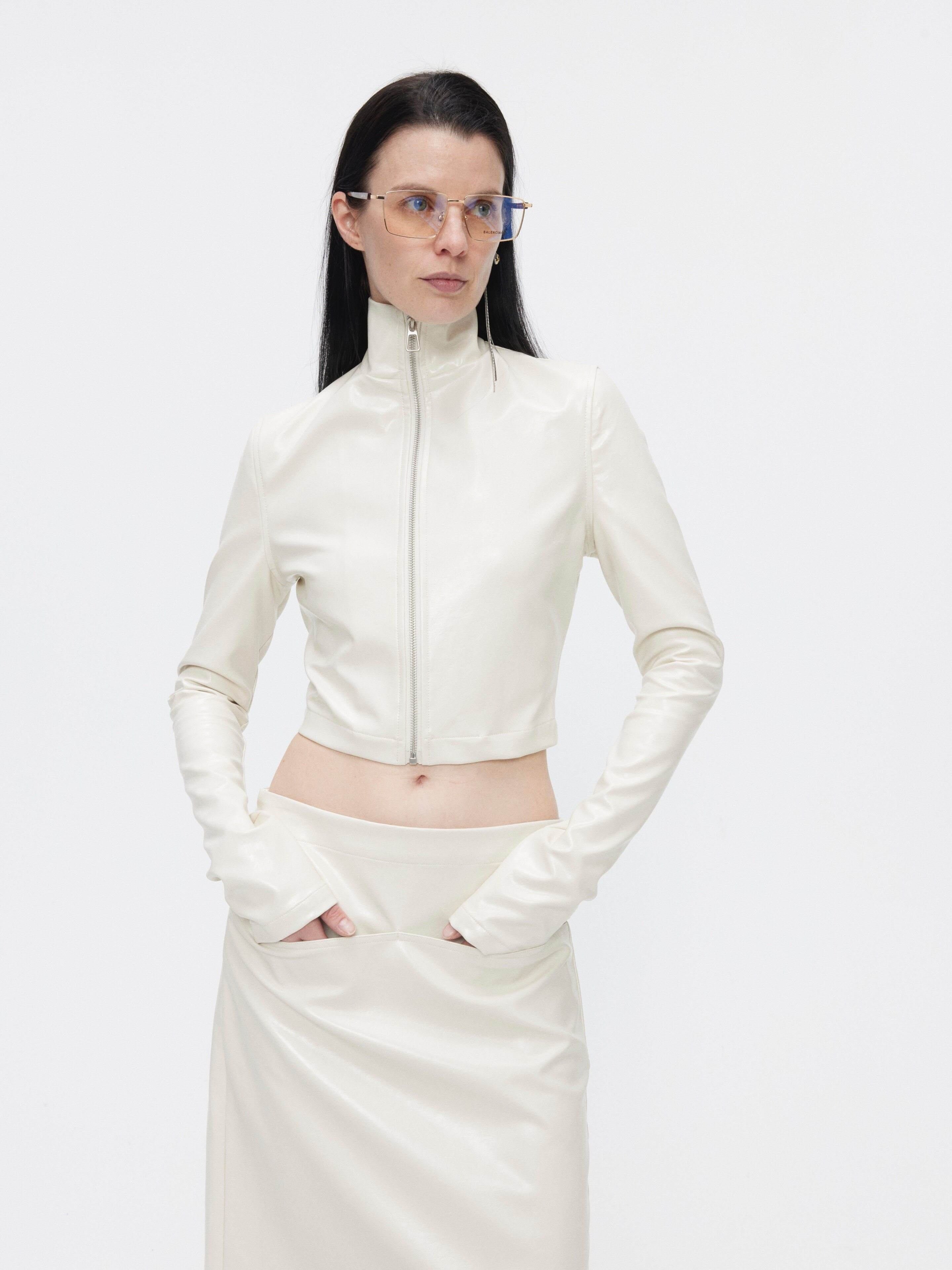 BUZHOU_3Pc_Cropped_Long_Sleeve_Loose_Minimal_Women_White_Leather_Top_&_Skirt_Sets_MISSTT