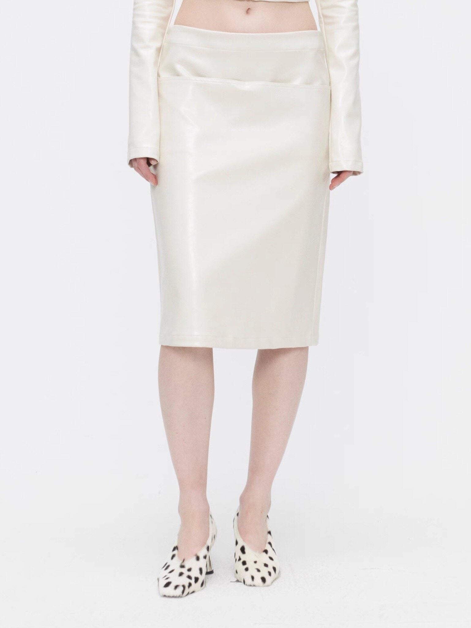 BUZHOU_3Pc_Cropped_Long_Sleeve_Loose_Minimal_Women_White_Leather_Top_&_Skirt_Sets_MISSTT