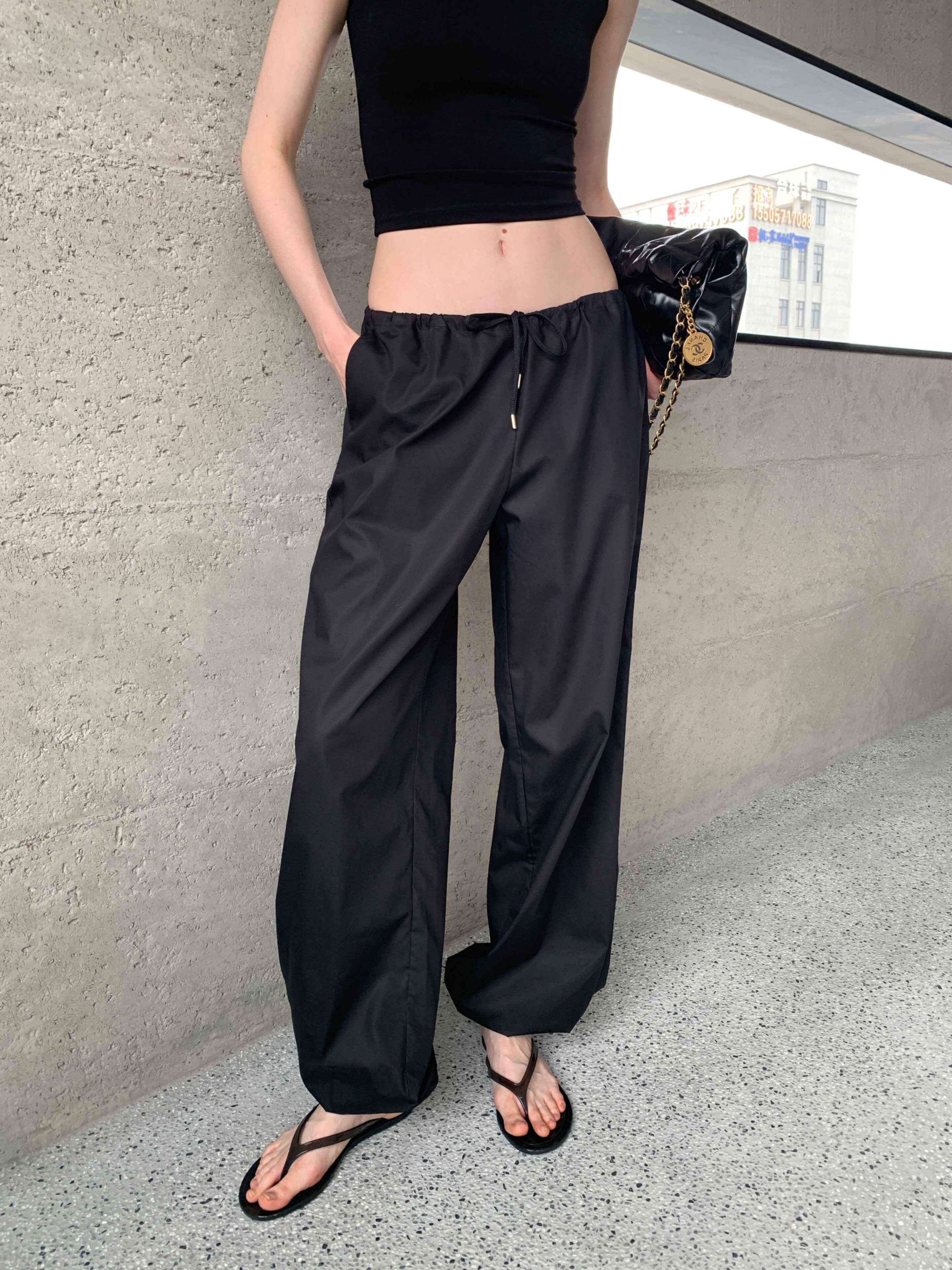 BUZHOU_Asymmetric_Commuter_Low_Rise_Elastic_Waist_Cotton_Blend_Womens_Tapered_Joggers_MISSTT