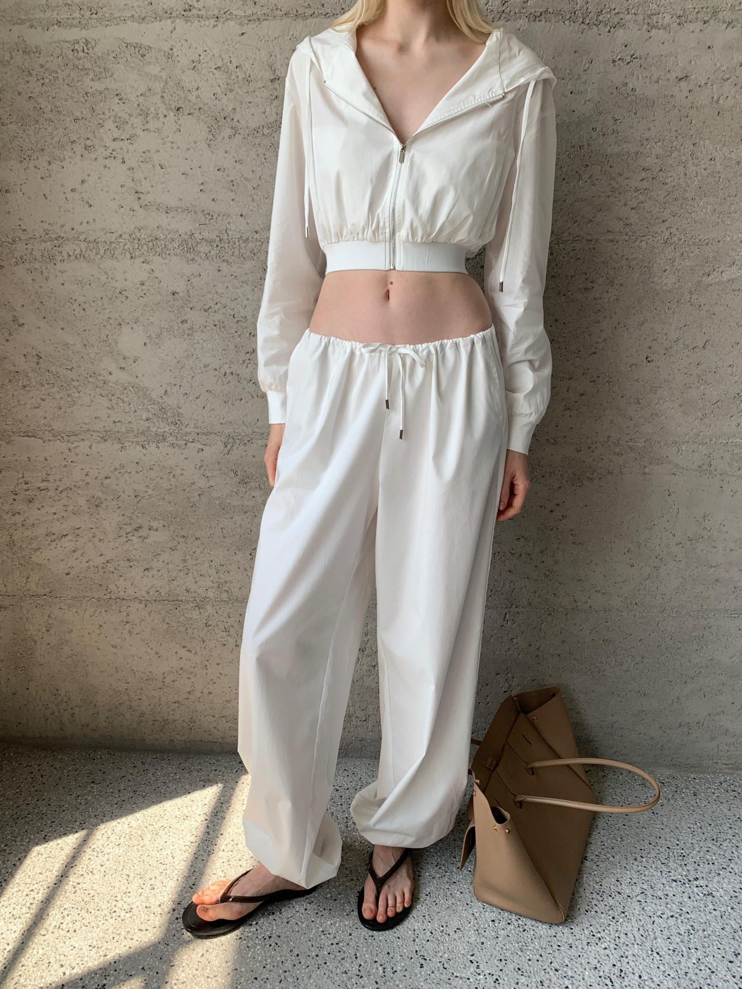 BUZHOU Asymmetric Commuter Low Rise Elastic Waist Cotton Blend Womens Tapered Joggers