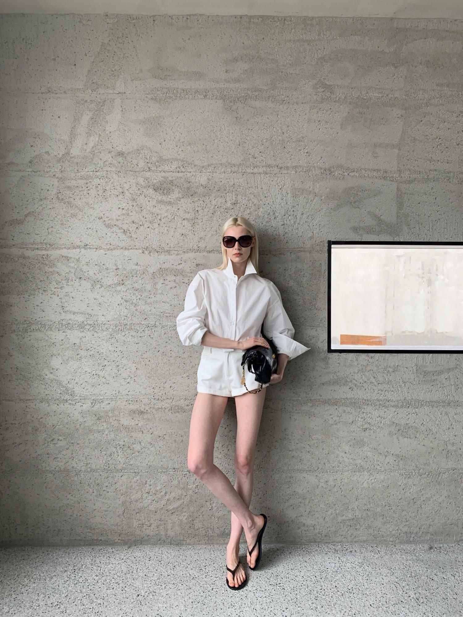 BUZHOU Breathable Sunblock Cotton Loose Patchwork Women Long Sleeve White Shirts