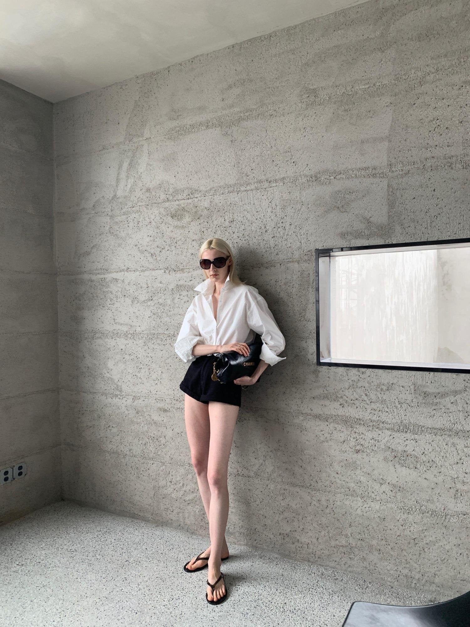 BUZHOU Breathable Sunblock Cotton Loose Patchwork Women Long Sleeve White Shirts