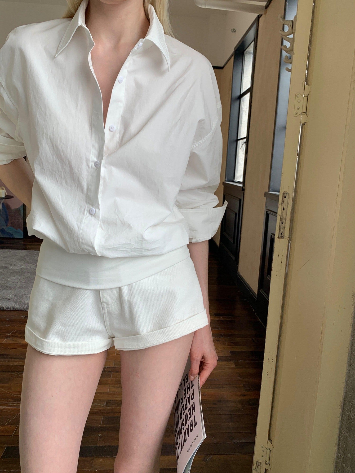 BUZHOU Breathable Sunblock Cotton Loose Patchwork Women Long Sleeve White Shirts
