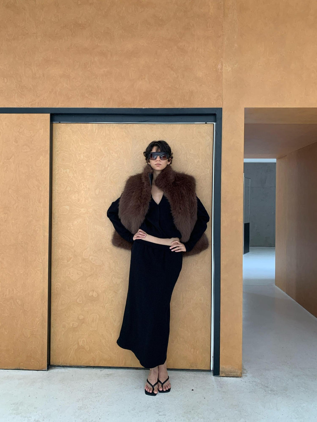 BUZHOU Chic Two Piece Knit Long Sleeve V-neck Cleanfit Women Black Maxi Sweater Sets