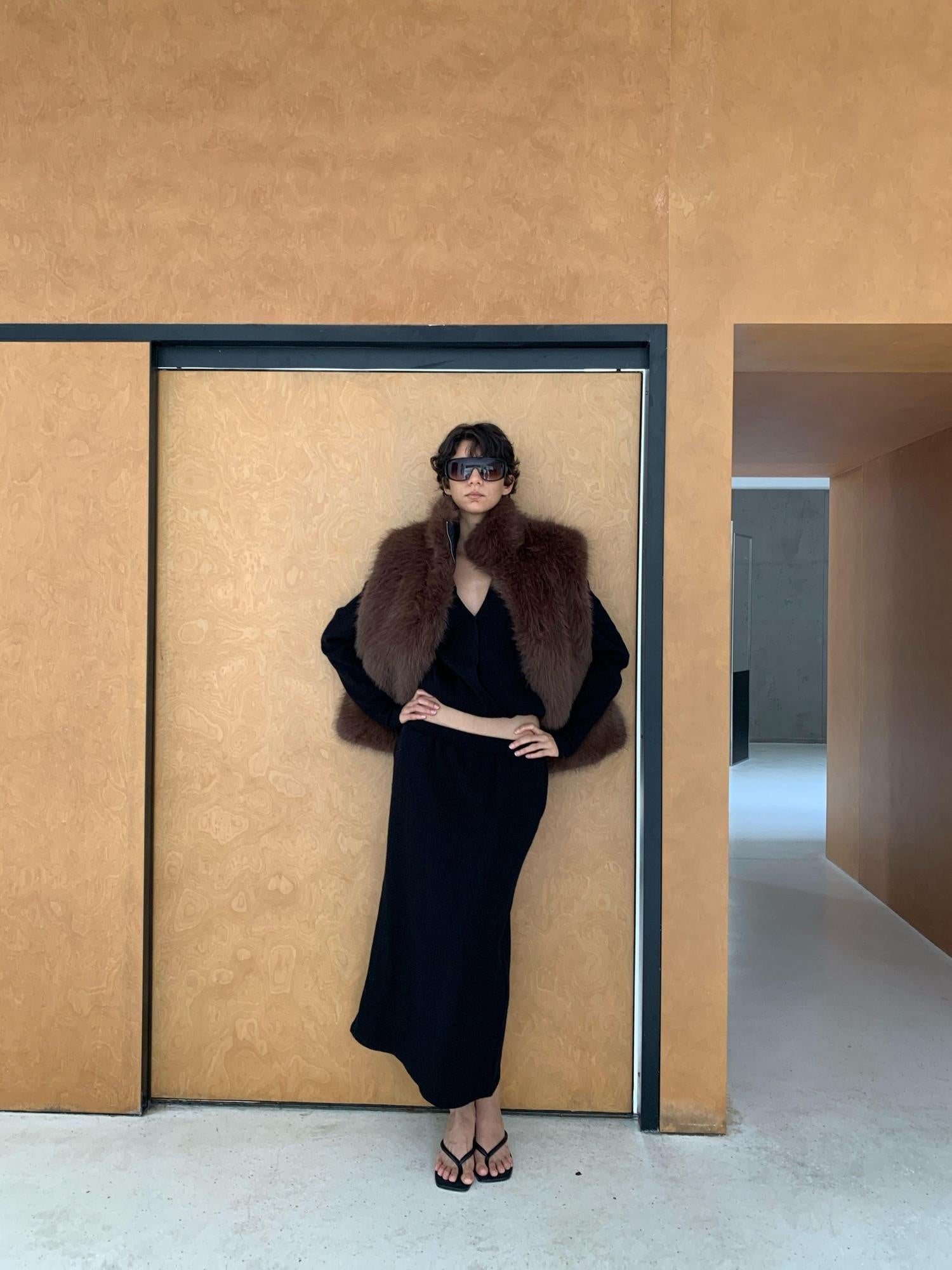 BUZHOU Chic Two Piece Knit Long Sleeve V-neck Cleanfit Women Black Maxi Sweater Sets