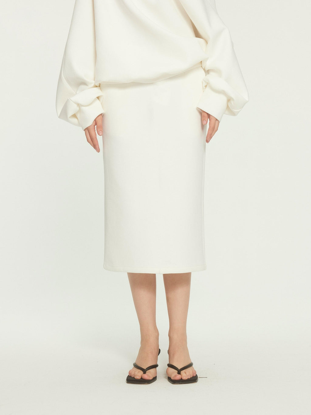 BUZHOU Cotton Long Sleeve Minimal One Shoulder Women Casual Top & Skirt Sets