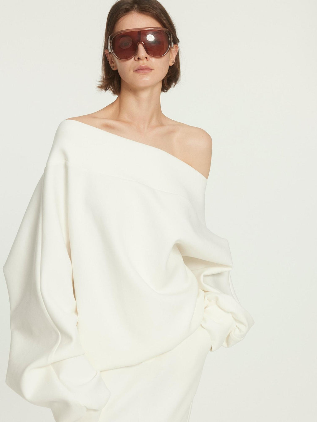 BUZHOU Cotton Long Sleeve Minimal One Shoulder Women Casual Top & Skirt Sets