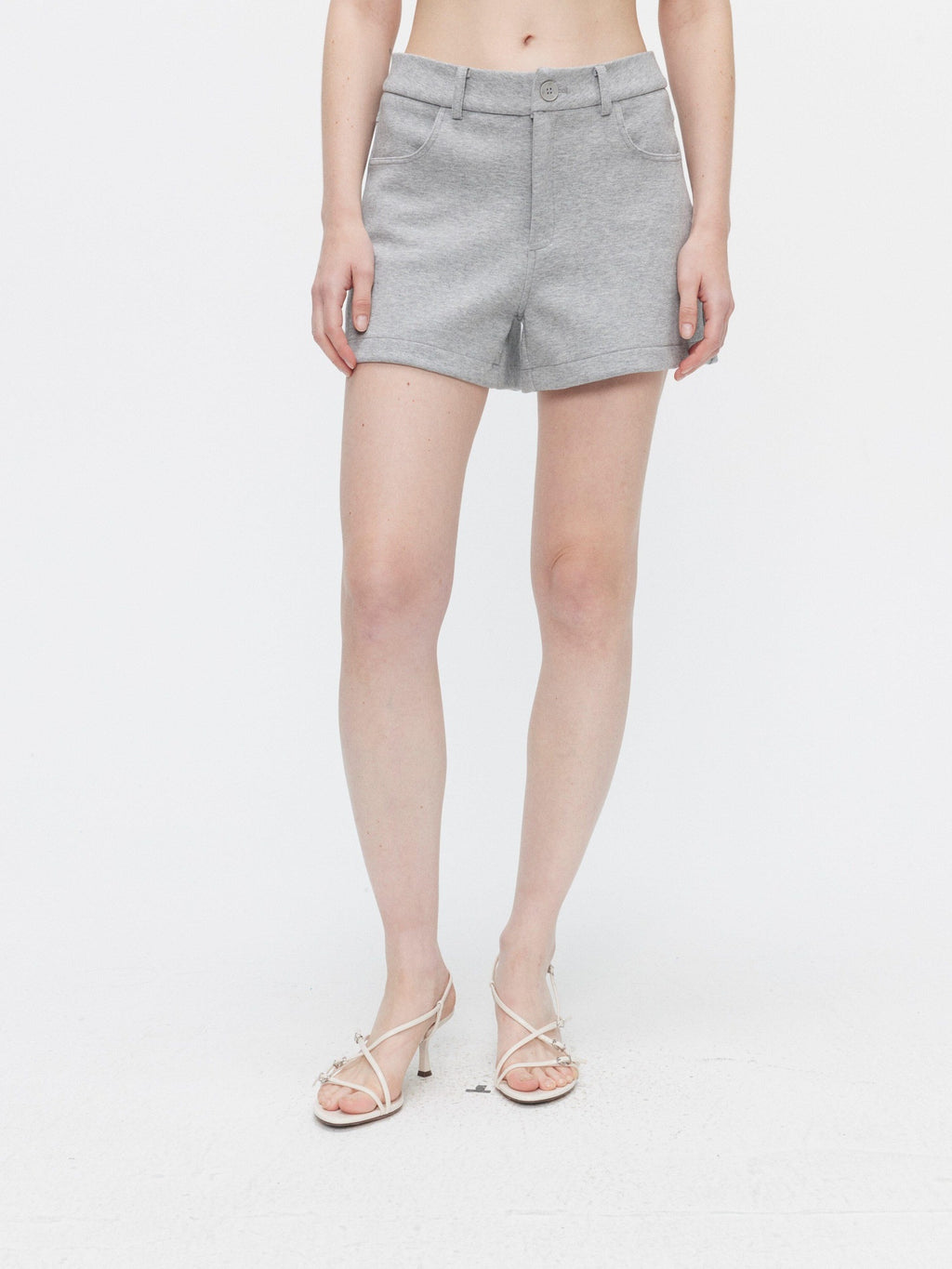 BUZHOU Cozy Minimalist Stand Collar Sweatshirt Unisex Grey Shorts Top & Shorts Sets