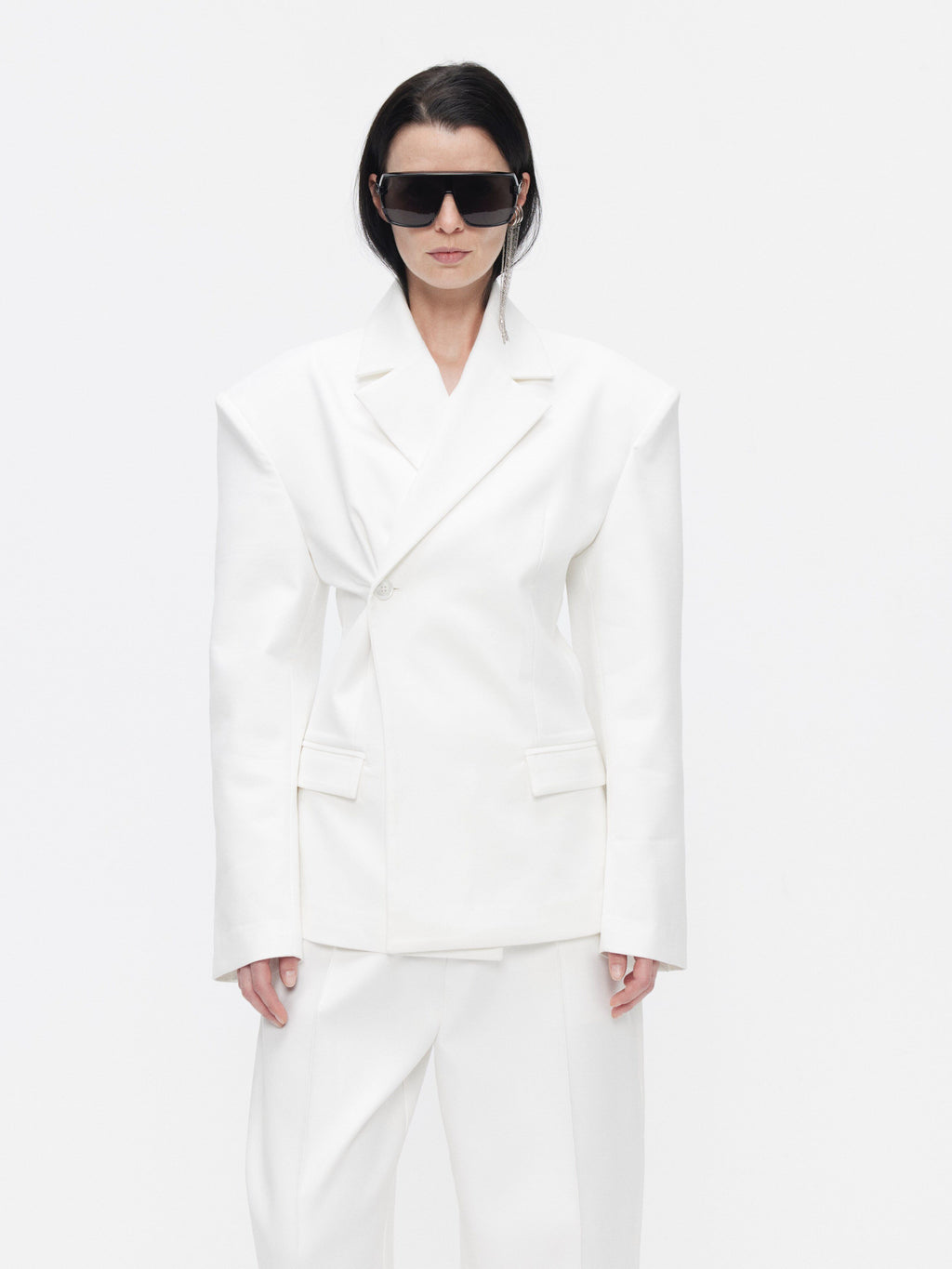 BUZHOU_Crisp_White_Twopiece_Pleated_Ankle_Length_Workwear_Unisex_Longsleeve_Blazer_Sets_MISSTT