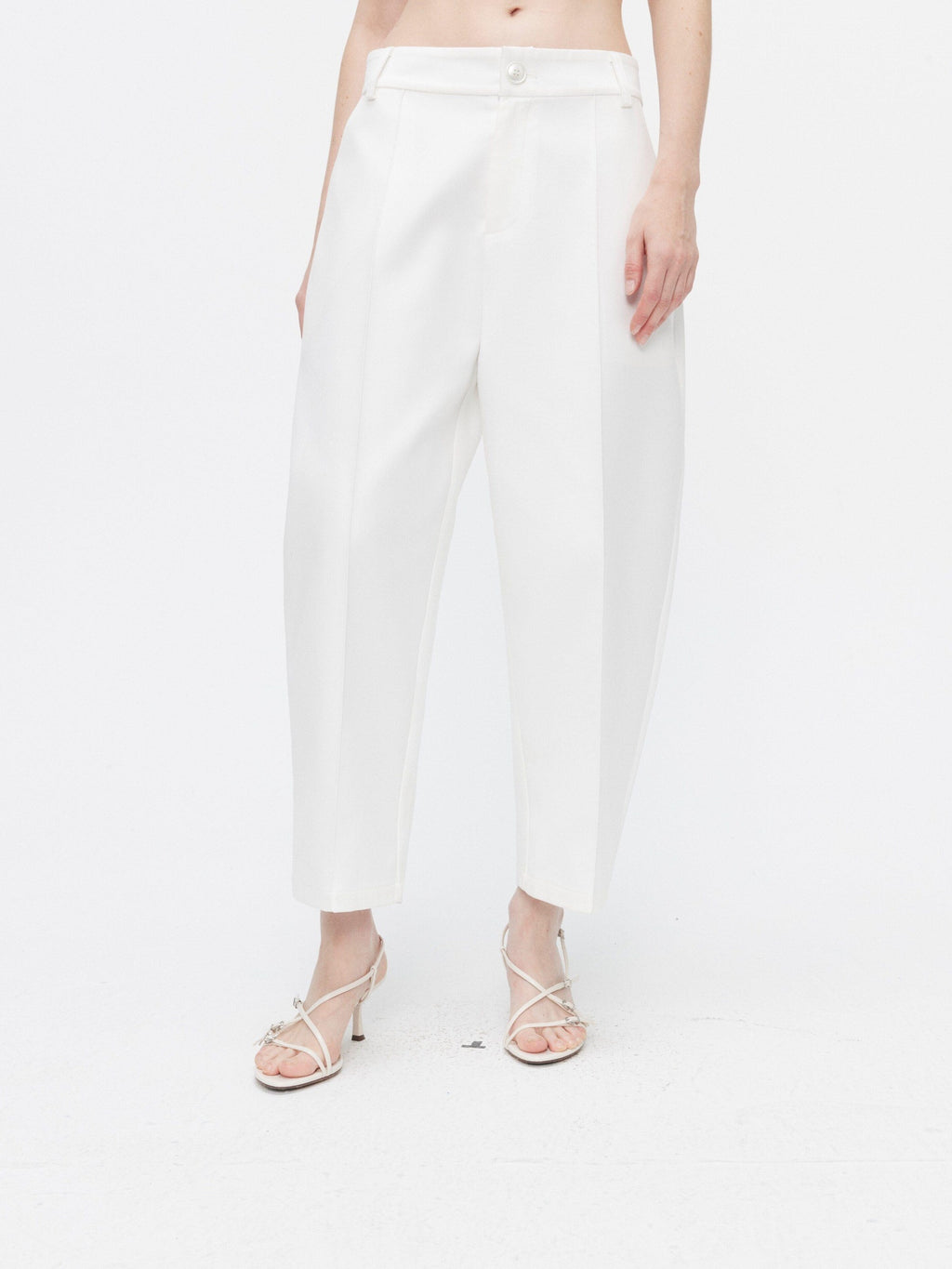 BUZHOU Crisp White Twopiece Pleated Ankle Length Workwear Unisex Longsleeve Blazer Sets