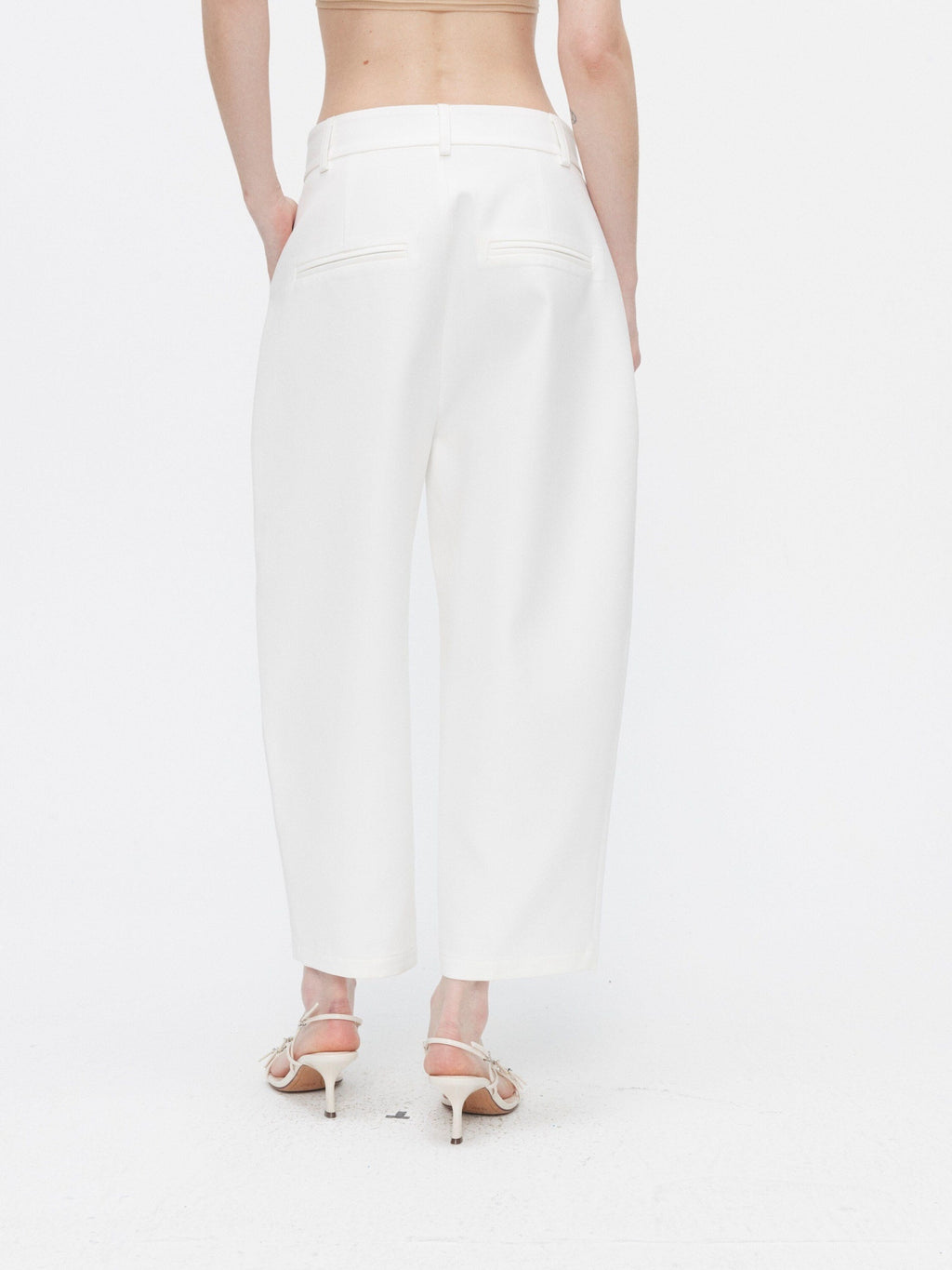 BUZHOU Crisp White Twopiece Pleated Ankle Length Workwear Unisex Longsleeve Blazer Sets