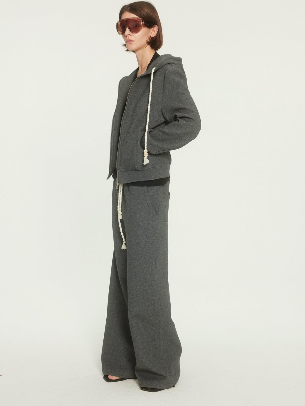 BUZHOU Drawstring Hoodie Long Joggers Sporty Unisex Grey Tracksuit Top & Pants Sets
