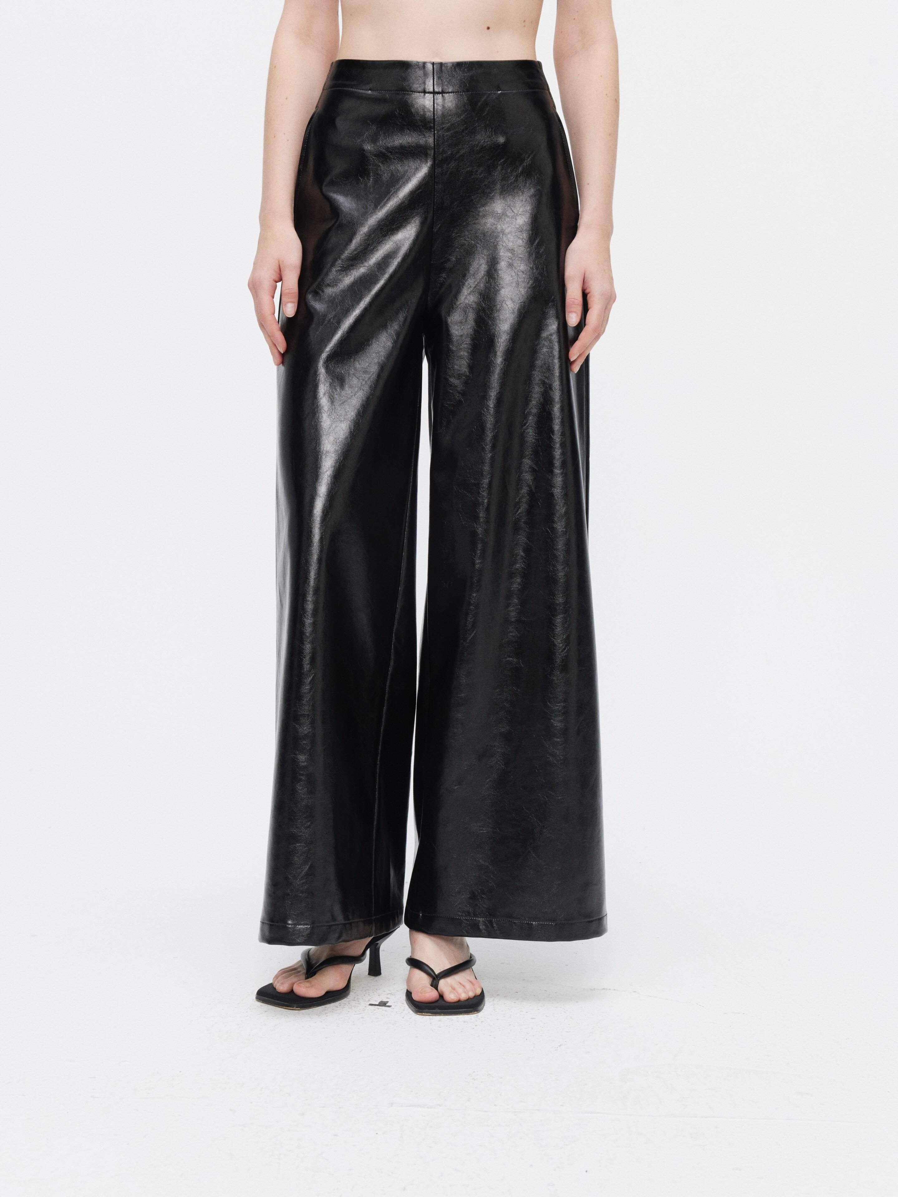 BUZHOU_Faux_Leather_Bustier_Sleeveless_High_Waist_Minimal_Two_Piece_Top_&_Pants_Sets_MISSTT